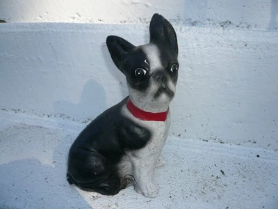 ADORNO DE JARDÍN ADORABLE BEBÉ BOSTON TERRIER CACHORRO PERRO DE COLECCIÓN CEMENTO/HORMIGÓN Foto 1 de 4