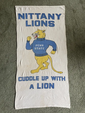 Vintage Penn State Nittany Lions 1980s Beach Towel Terry Bear Brand Cover