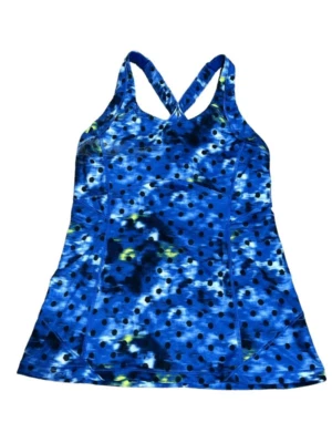 Sujetador deportivo Lululemon azul a lunares camiseta sin mangas camiseta de yoga pequeña Foto 1 de 2