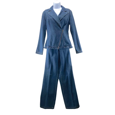 Blazer de mezclilla Forenza talla 6 azul 100 % algodón vintage años 80 2 piezas  Foto 1 de 4