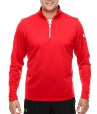 *New Under Armour Men's XL Red Qualifier 1/4 Zip Pullover Long Sleeve Cold Gear  - Image 1 of 4