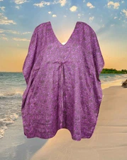 Kaftan for Women, Purple Lounge Wear, Summer Boho Fashion, Handmade M-XL