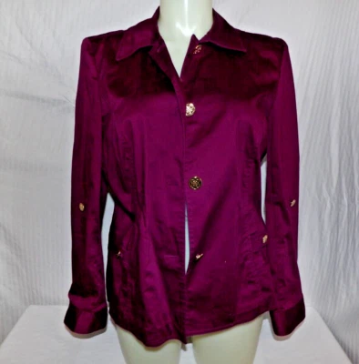 CHARTER CLUB Women's Purple Button Front L/Sleeve Collared Jacket Size XL - Image 1 of 3