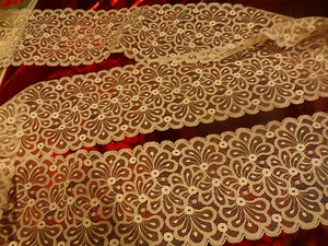 ancienne=belle et large  dentelle calais rose   pastel 3m 10x,15cm - Imagen 1 de 2