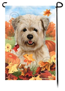 Falling Leaves Garden Flag - Wheaten Glen of Imaal Terrier - Picture 1 of 1