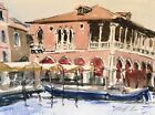 ORIGINAL watercolour PAINTING fish market Venice Italy 14" x 11" Marilyn Allis