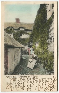 PILLOW LACE WORKERS AT BEER - Devon Social History Postcard - Picture 1 of 2