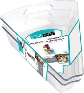 Lazy Susan Deep Organizer Bins, Corner Cabinet Turntable Shelf Storage for Kitch - Picture 1 of 12