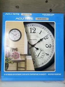 Acurite Decor Series Black Finish 24in Clock W Temperature And Humidity New - Picture 1 of 15