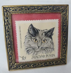 Francobollo Vintage Angora Gatto Cornice Ottone Cornice Rotolo Design Ungheria 1968 - Foto 1 di 12