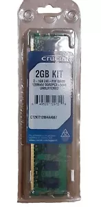 Crucial PC2-5300 DDR2  UNBUFFERED MEMORY 2gb  Kit PC2-5300.      - Picture 1 of 5