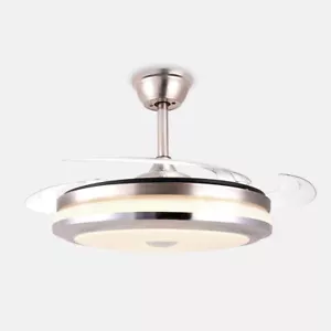47" Invisible Ceiling Fan with LED Light Retractable Ceiling Lamp w/Remote Con - Picture 1 of 9