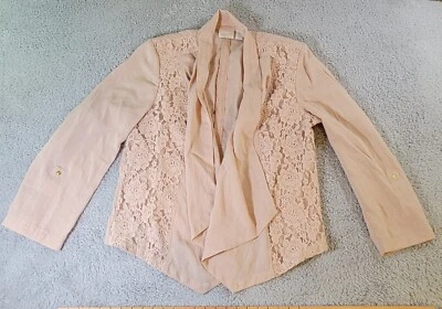 Cárdigan Chicos 3 para mujer XL rosa floral encaje frente abierto manga lengüeta enrollable Foto 1 de 4