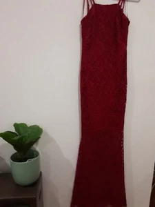 Levora Dress Cocktail Formal Womens Size 14 Deep Red Lace Fishtail New Tag - Picture 1 of 17