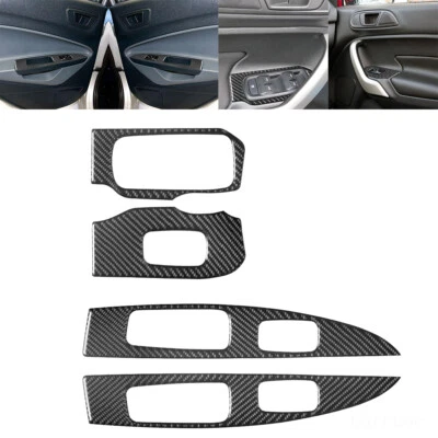 Cubierta de interruptor de ventana de fibra de carbono 4 piezas para Ford Fiesta 2011-15 Foto 1 de 4