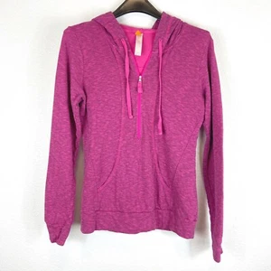 Lucy Women' Size SP 1/2 Zip Athletic Workout Pull-Over Hoodie Pink Black Hoodie - Picture 1 of 7