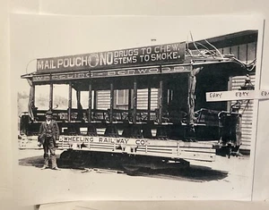 Wheeling WV 1899. Railway Co. Straßenbahnwagen, Posttasche Tabakwerbung NEU Druck - Bild 1 von 3