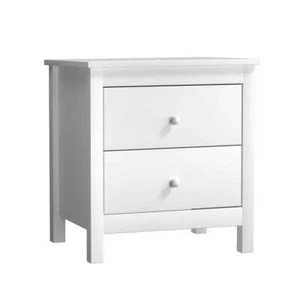 Oikiture Bedside Table Side End Table 2 Drawers White - Picture 1 of 9