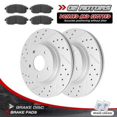 For Nissan Altima 2007 2008 2009 2010-2013 Front Drilled Brake Rotors+Brake Pads - Image 1 of 4