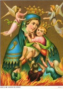 Catholic Print Picture OUR LADY MT. CARMEL Purgatory 7.5 x 10 inches - Picture 1 of 1