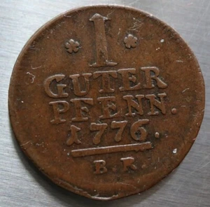 1 canal Pfennig 1776 B.R. - Moneda de cobre Schaumburg-Hessen KM# 35 - #R816 - Imagen 1 de 3