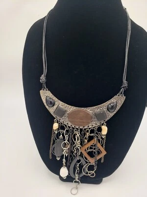 Chico's Multi Charm Chain Boho Necklace Womens 15" Brown Bib Style Whimsygoth - Image 1 of 4