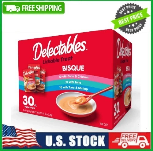 HARTZ Delectables Bisque Lickable Wet Cat Treats for Adult Cats Chicken Tuna 30 count