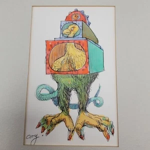 Vintage C. Cory Art Original Eaglution Ink Watercolor  - Bild 1 von 5