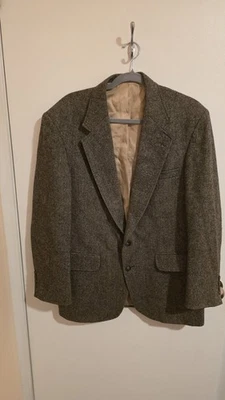 VINTAGE Lands End Blazer Jacket Men 41R Brown Lambs Wool Tweed Sports Coat 90s - Image 1 of 4