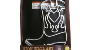Neon Wall Art Cowboy Boot Heart Flame Light Up Sign Western USB Decor Bar Room - Picture 1 of 3