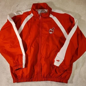 Chaqueta cortavientos Puma Cleveland Indians Chief Wahoo L ROJA nailon deletrear cremallera - Imagen 1 de 14