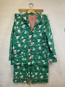 Nick & Nora Green Skiing Snowman Christmas Flannel Pajama Set Long Sleeve XXL - Picture 1 of 6