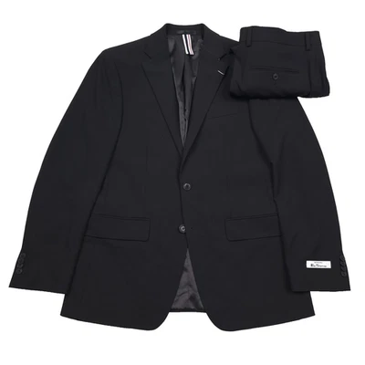 Traje Ben Sherman negro liso calce ajustado 2 piezas para hombre talla 40R X 34 Foto 1 de 4