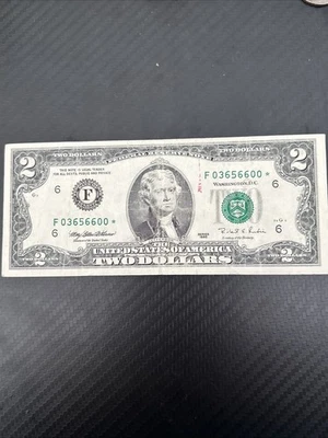 1995 $2 Federal Reserve Star Notes, Atlanta Georgia Dollars SN  F03656600•  - Image 1 of 4