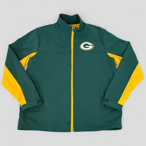Green Bay Packers Bomber Jacket Woven Full Zip Green Yellow Medium Weight Size L - Picture 1 of 10