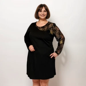 ROCKTHOSECURVES DAMEN KLEID SCHWARZ DAMEN PARTY ABEND EIN SPITZENÄRMEL - Bild 1 von 5