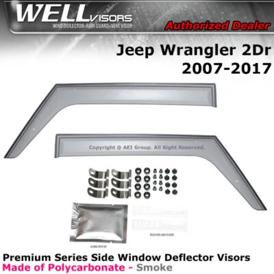 WELLvisors For Jeep Wrangler 2007-2017 Side Clip on Window Visors Clip-on - Image 1 of 4