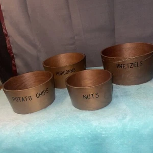 wood potato chip,pretzel,and Nuts Popcorn bowl set of 4 - Picture 1 of 8