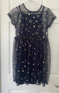 Wonder Nation Foil Mesh Star Dress Mesh Layered Navy Girls XL 14-16 - Picture 1 of 4