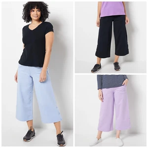 Isaac Mizrahi Live! Pantalón Soho Crop Pierna Ancha con Detalle a Presión - Alto XXS XS o S - Imagen 1 de 8