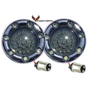 Eagle Light 2" Bullet Rear LED Turn Signals Chrom Trim Ring White DRL for Harley - Picture 1 of 7