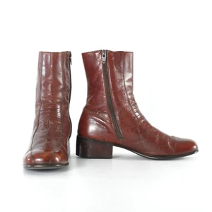 Vintage 1960s Brown Leather Stacked Heel Mens Boots | Size 7D | by Thom McAn - Picture 1 of 10