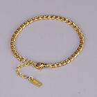 4mm Woman Gold Plated Stainless Steel Curb Cuban Chain Bracelet 5. 5-7.8''