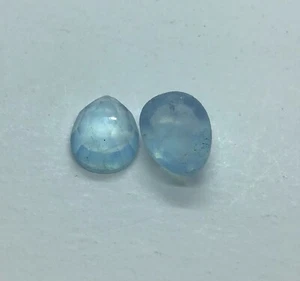 AAA Aquamarine Natural Rose Cut Egg Flat Back Loose Gemstone Making Jewelry - Imagen 1 de 9