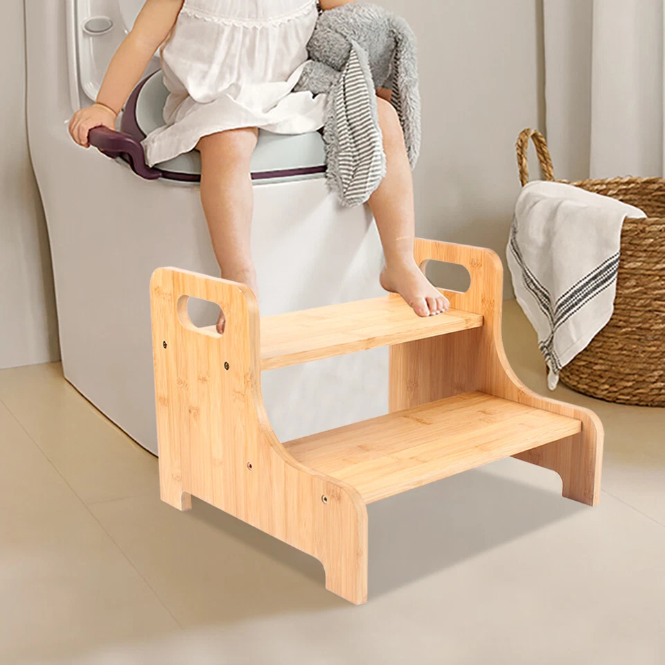 Portable Bed Steps 2 Steps Adults Stairs  Ladder Wood Home Stools For High Bed - Image 1 of 4