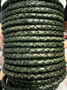 5mm Premium Genuino Redondo Bolo Cuero Trenzado Cordón Destruir Verde 54 - Imagen 1 de 1