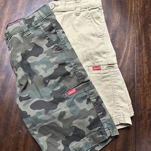 Levi's Boy's Youth Durable Twill Pockets Adj Waist Cargo Short 2 Pair Size 12 - Picture 1 of 7