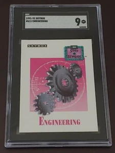 1991-92 SkyBox #611 Engineering Stay in School Card - Graded SGC 9 MINT - Picture 1 of 2