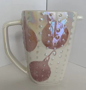 Christmas pitcher iridescent on white background pink ornaments Made in Italy - Picture 1 of 7