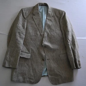 Eduard Dressler 43R 44R Brown Stripe 100% Linen Suit Jacket Blazer Sport Coat - Picture 1 of 24